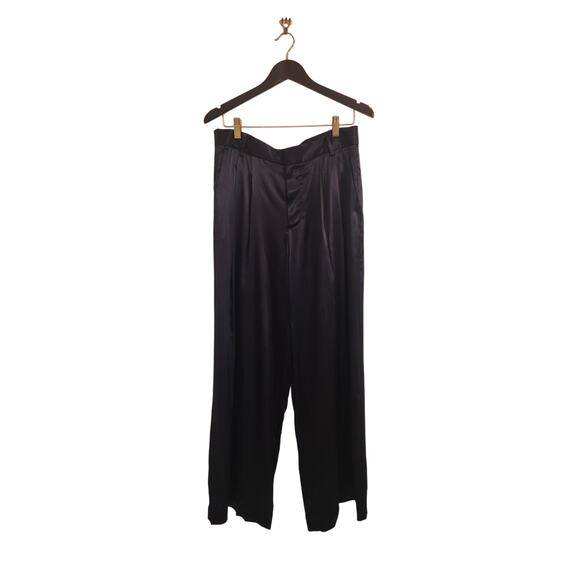 NWT Madewell The Harlow Superwide-Leg In Stretch Satin Holiday Black 6 - Picture 5 of 11